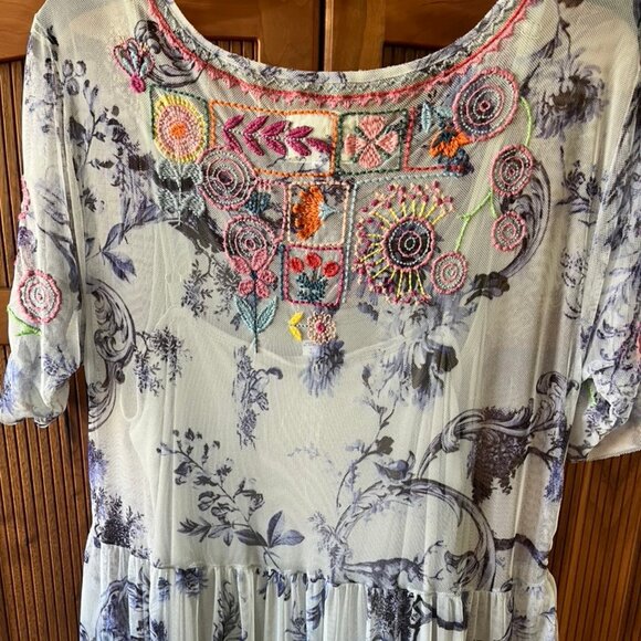 Johnny Was Logan Tiered Mesh Dress L - Picture 7 of 16